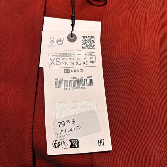 ZARA Sz XS Blouse Oversized Multi Position Ties Flowy Long Sleeve NEW WITH TAGS - Picture 11 of 12